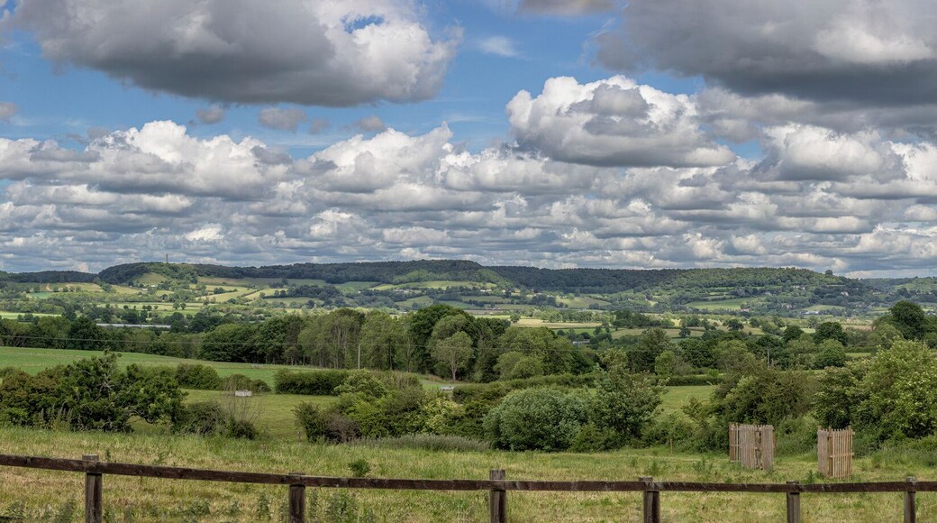 Cotswold Edge escarpment to the Cotswold Hills, Gloucestershire, England, United Kingdom