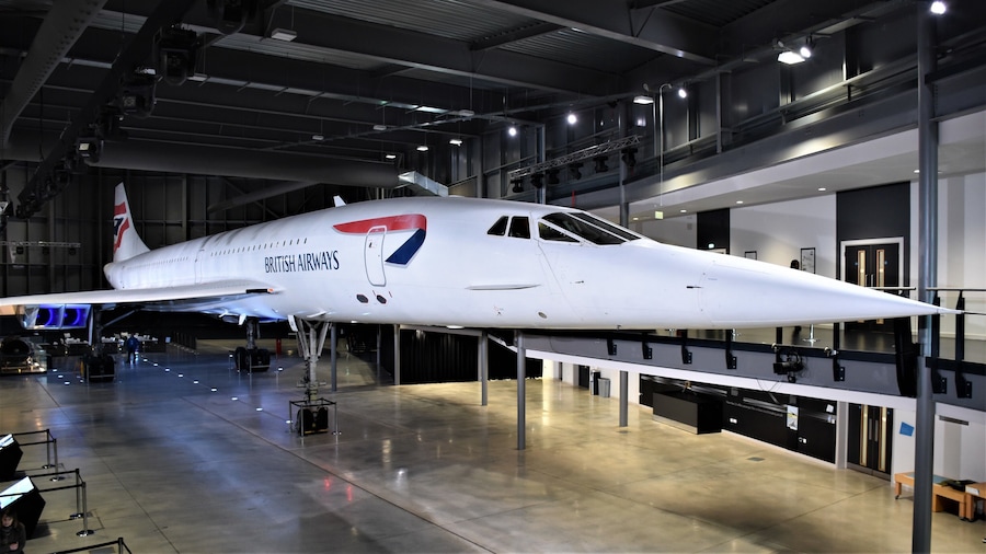 Un avión de British Airways en un museo.