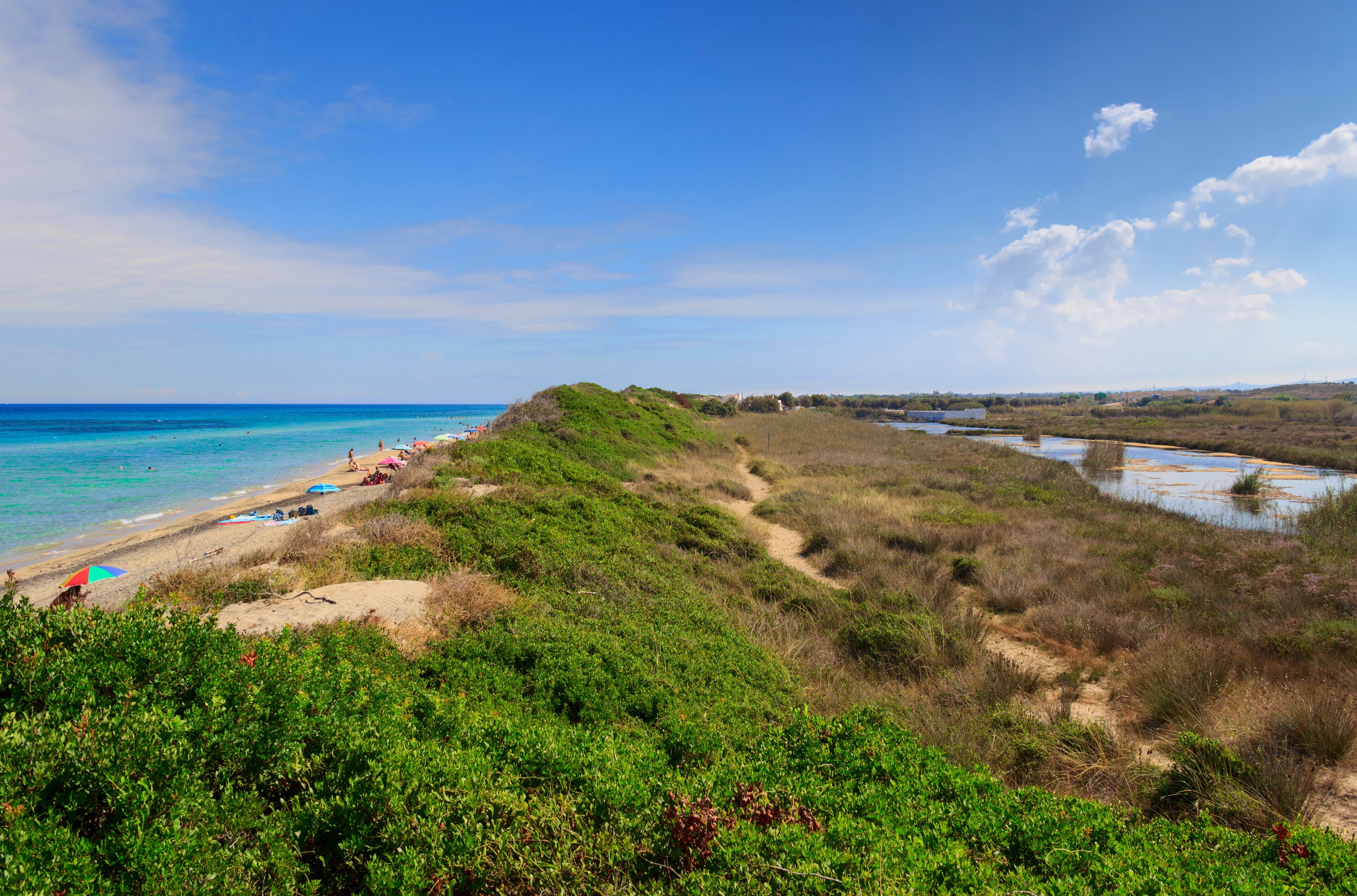 Apulia beach: The Regional Natural Park Dune Costiere, Italy. From Torre Canne to Torre San Leonado the park covers the territories of Ostuni and Fasano along eight kilometers of coastline.