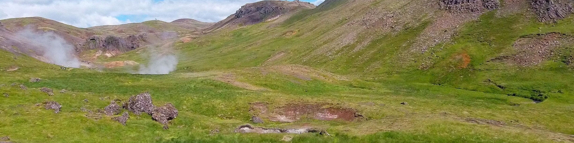 Natural geothermal pools on a walk