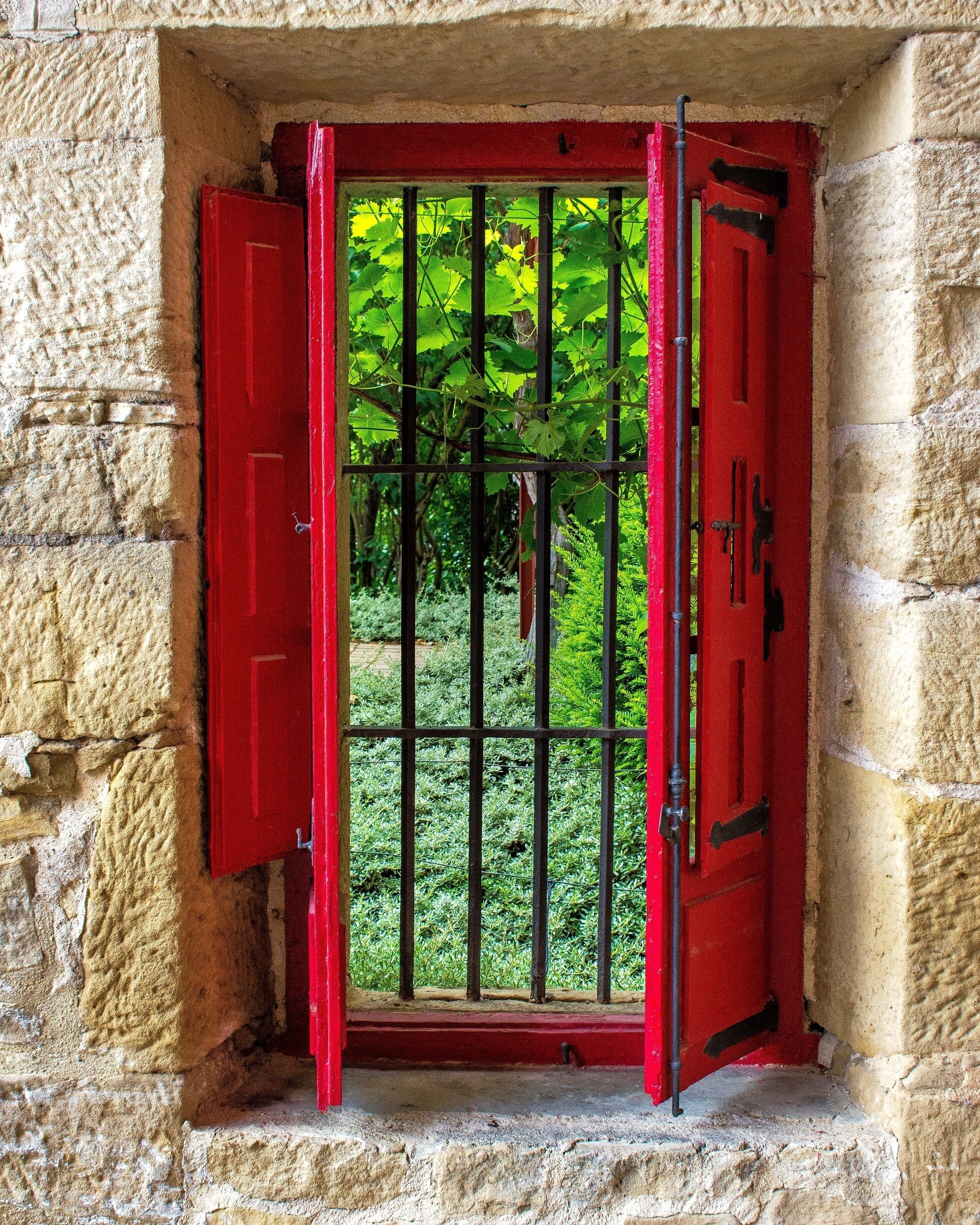 Barred window at the bodega