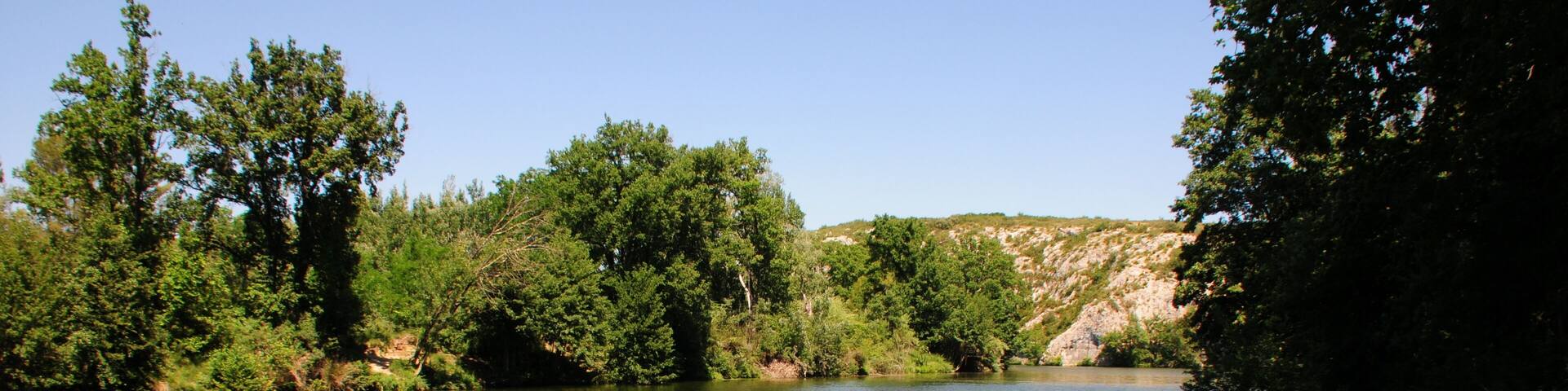 The very quiet Vidourle river near Aubais is the frontier between the districts Gard and Herault