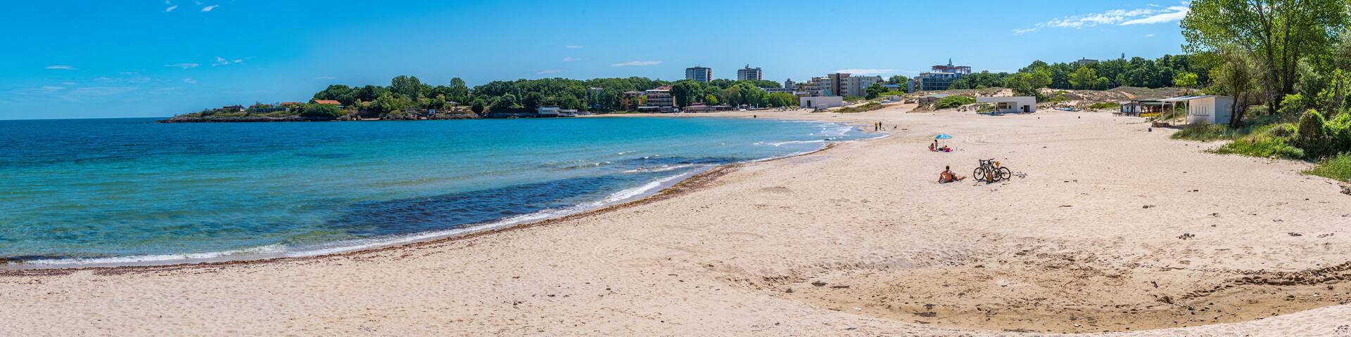 Aerial view of Atliman beach in Kiten, Bulgaria