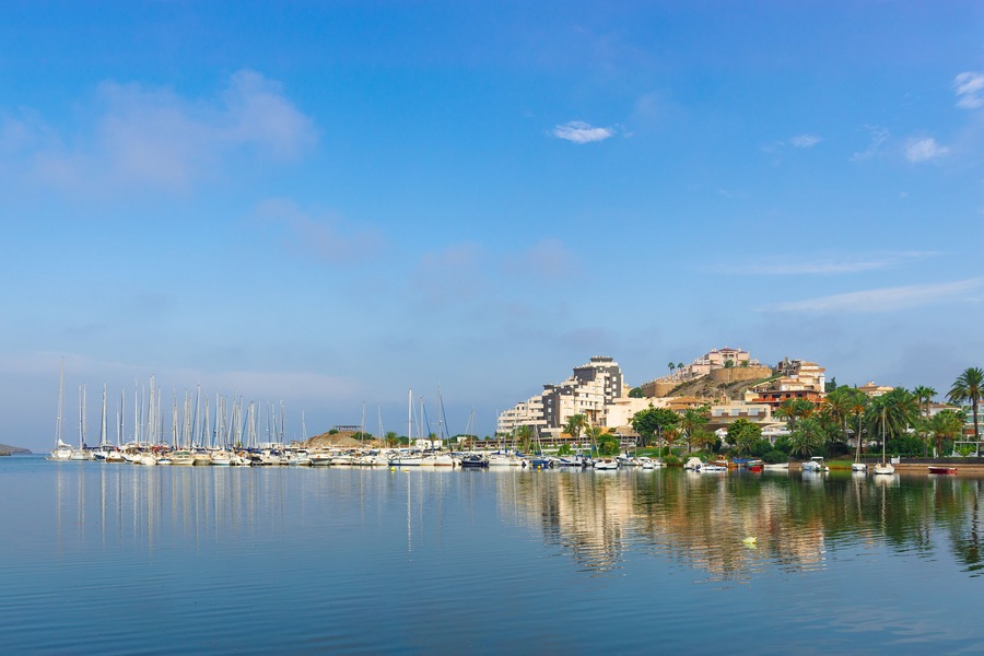 Port on La Manga del Mar Menor in sunny day. Murcia, Spain