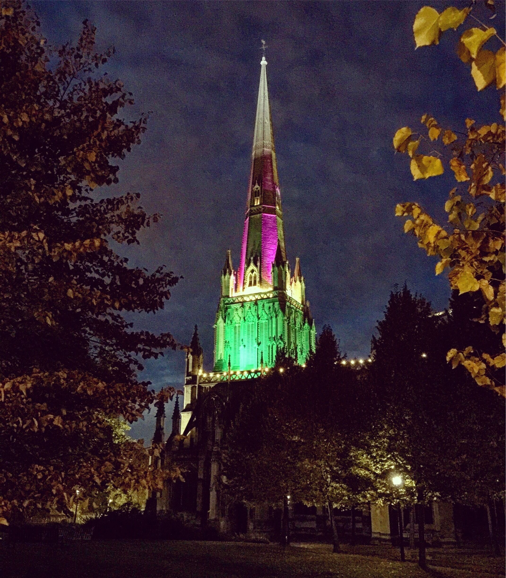 1st time I'd noticed the church lit up at night, drive past it normally in the daylight