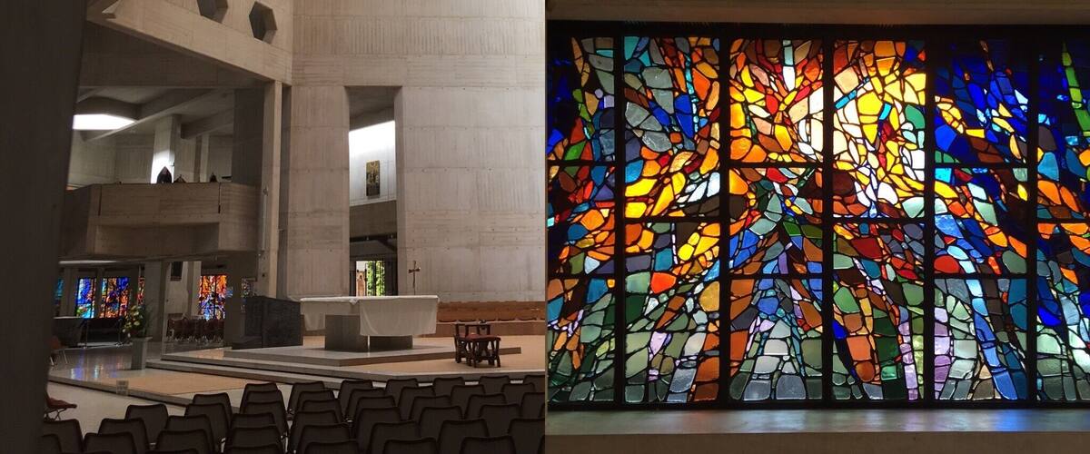 I decided to visit Clifton Cathedral before Bristols  open doors day tomorrow: designed by Percy Thomas  Partnership with stained glass by Henry Haig it still is one of the most beautiful spaces in Bristol.