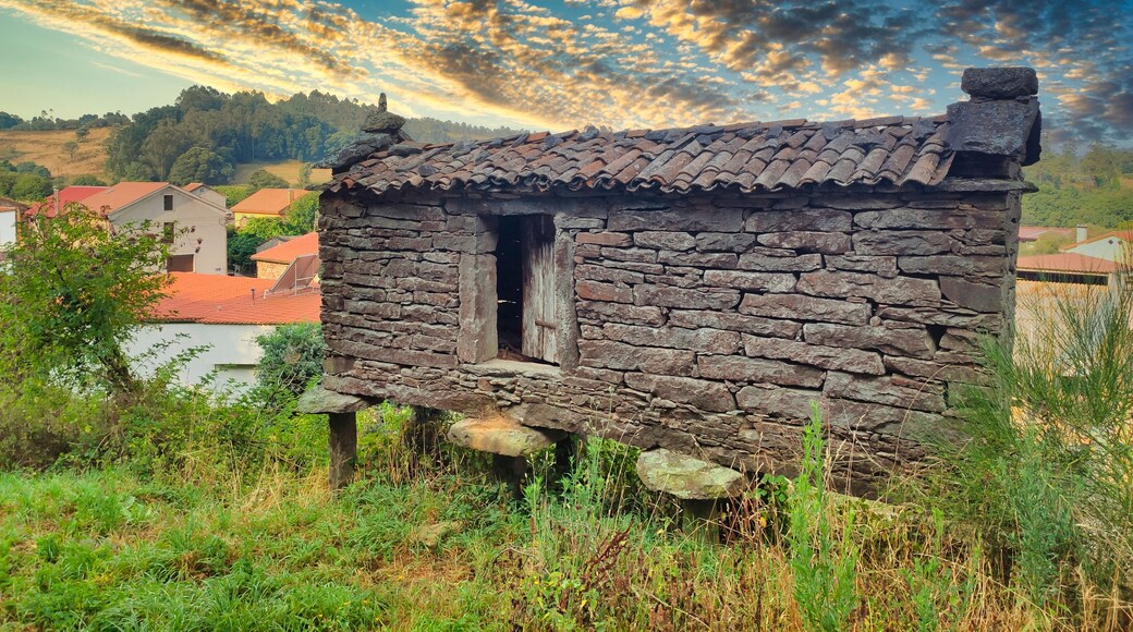 Dry-stone granary called horreo in Lago village, Mazaricos municipality, Way to Saint James, Galicia, Spain