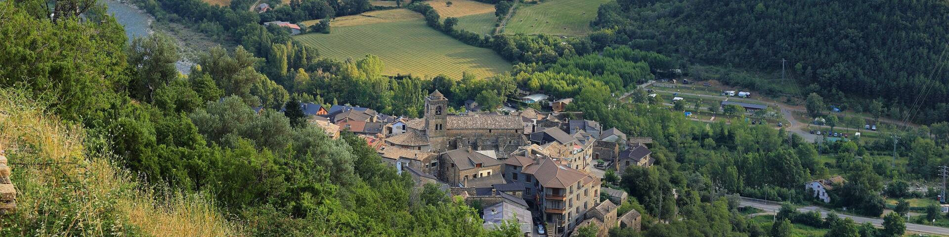 View of Boltana, a picturesque and small village in Huesca, Spain