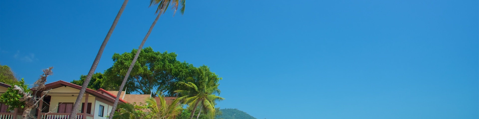 Playa de Lamai ofreciendo escenas tropicales, vistas de una costa y una casa