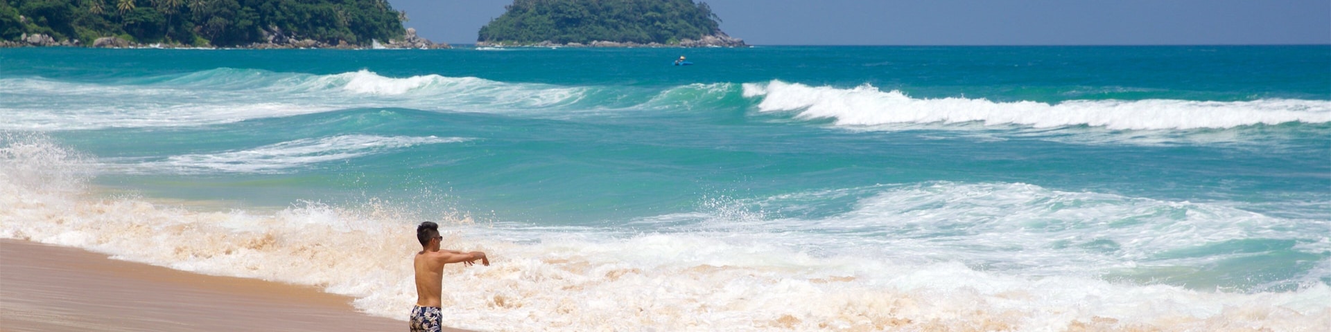 Karon Beach which includes a beach, general coastal views and surf