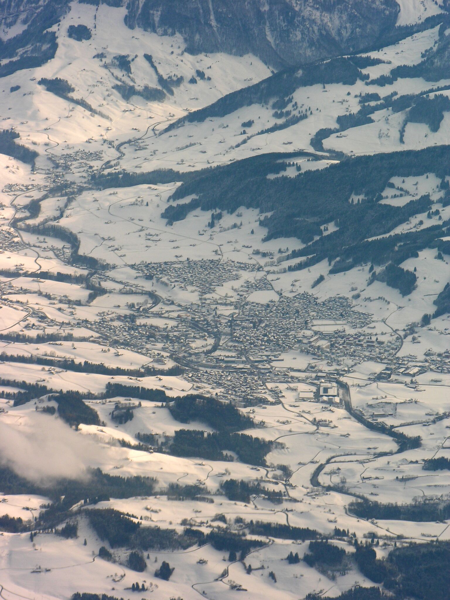 Aerial View of Appenzell from overhead Abtwil at 4200 m asl