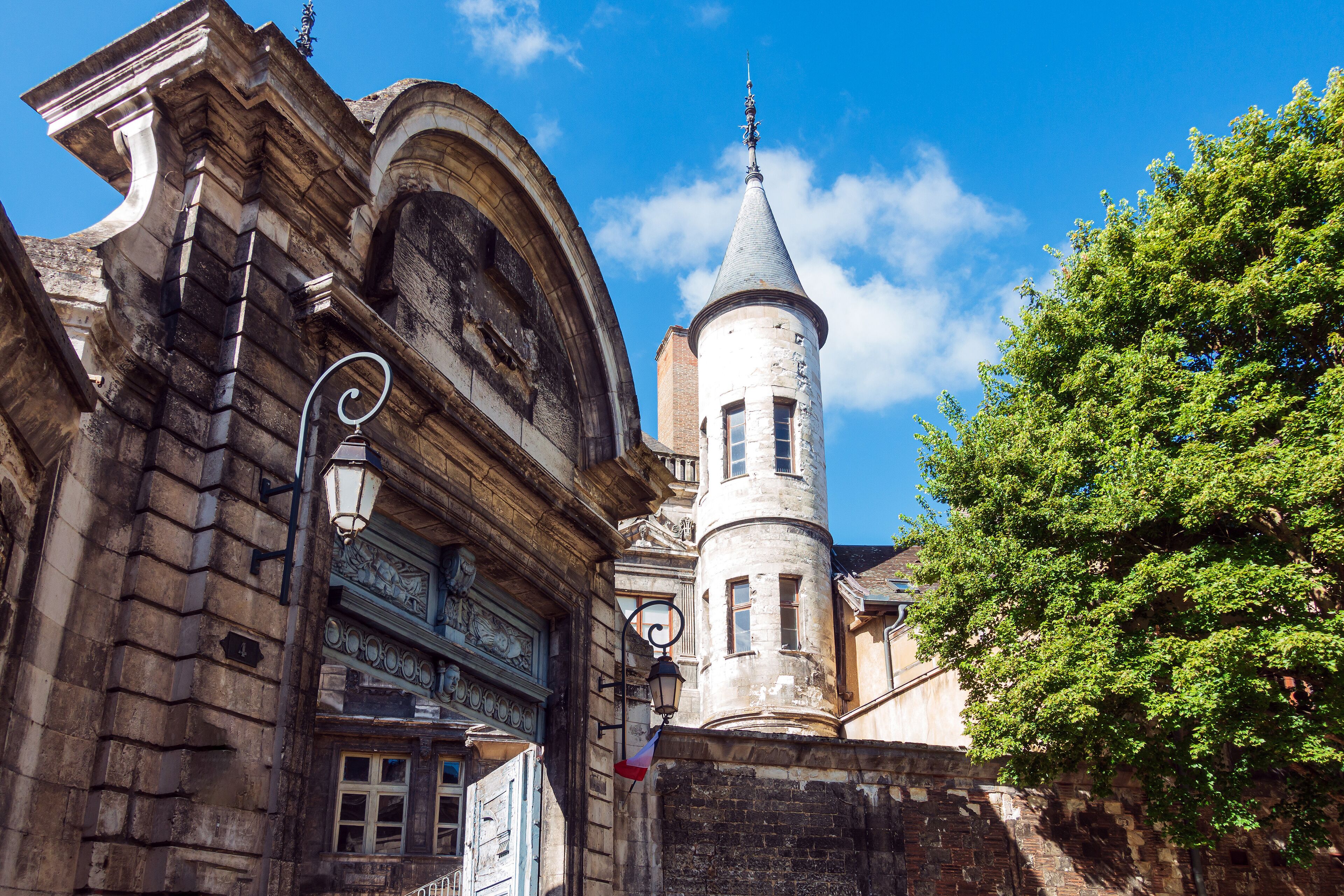 Troyes, FRANCE - August 20, 2022: Traditional Cathedral building in Troyes, France