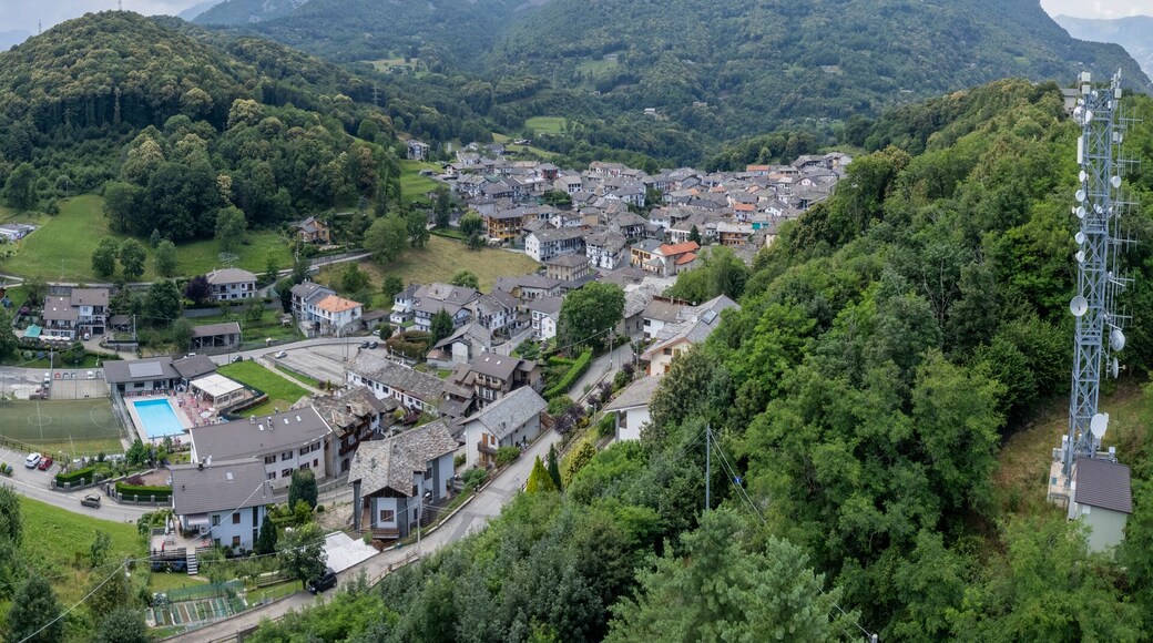 Aerial Scenic view from Val di Chy or Valchiusella, Morainic Amphitheatre , from Brosso town, Ivrea