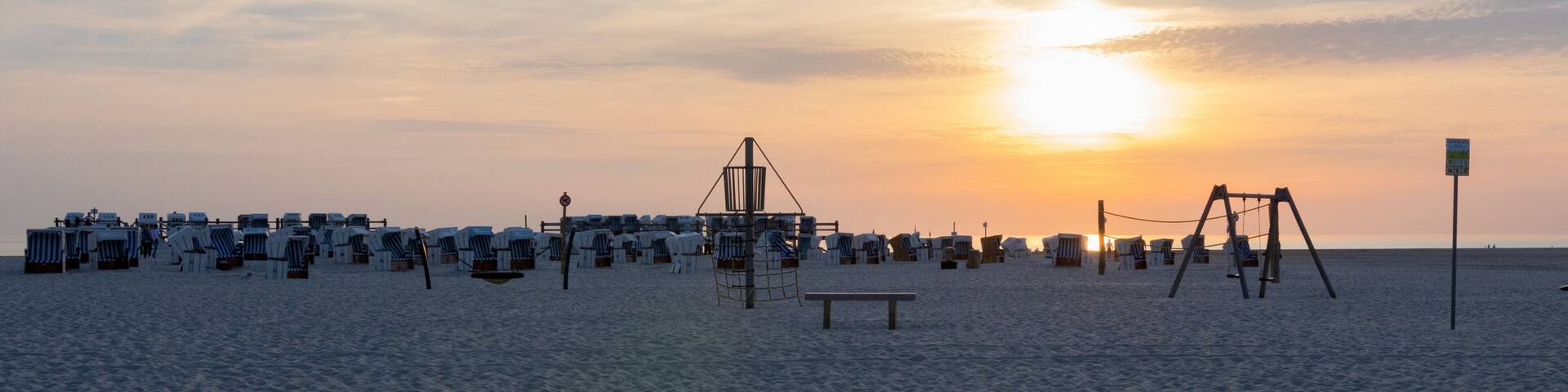 Empty evening atmosphere at tourism hot spot at the North Sea