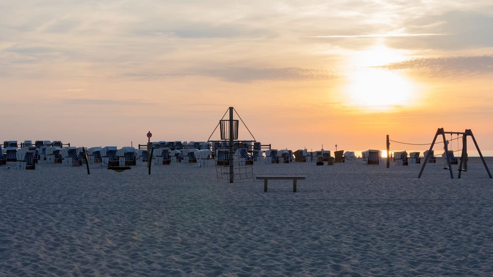Empty evening atmosphere at tourism hot spot at the North Sea