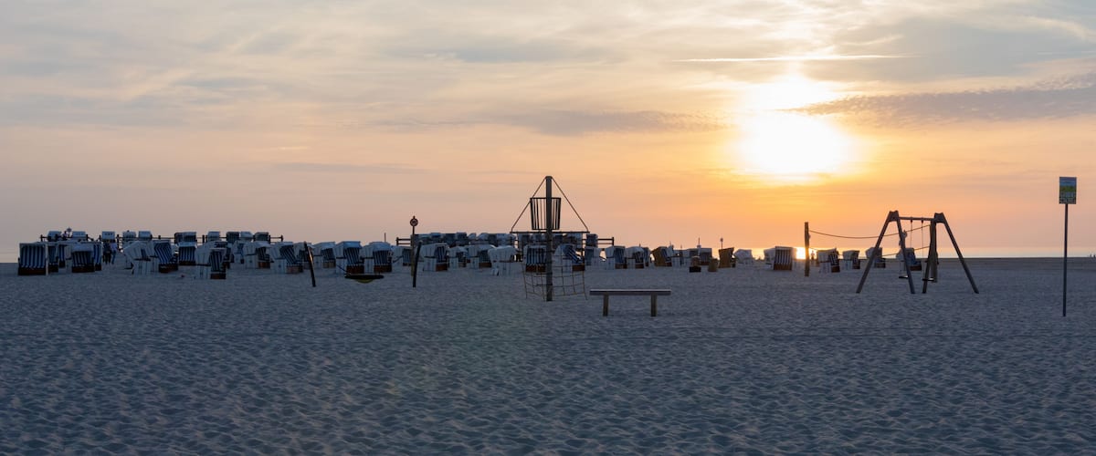 Empty evening atmosphere at tourism hot spot at the North Sea