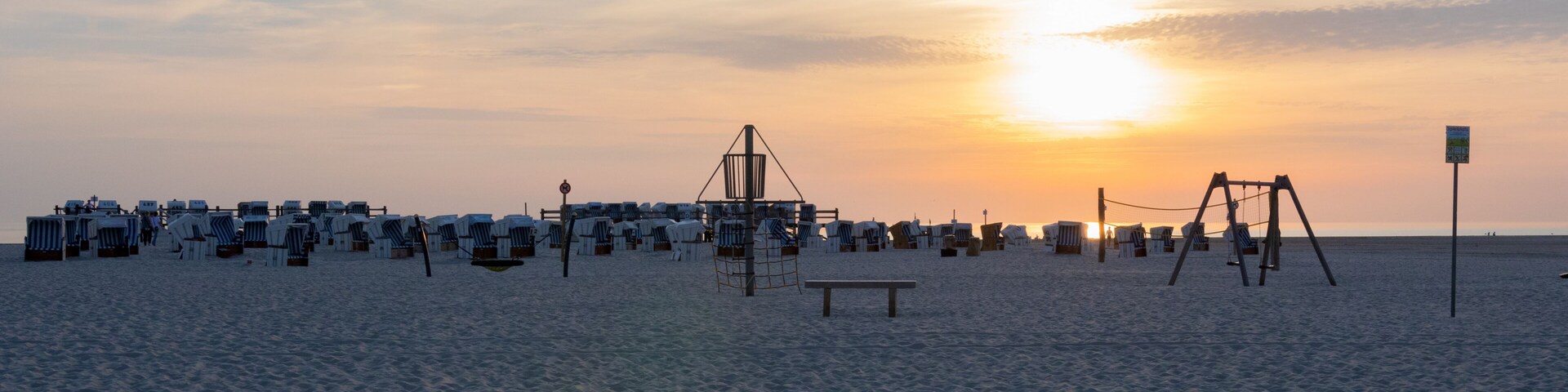 Empty evening atmosphere at tourism hot spot at the North Sea