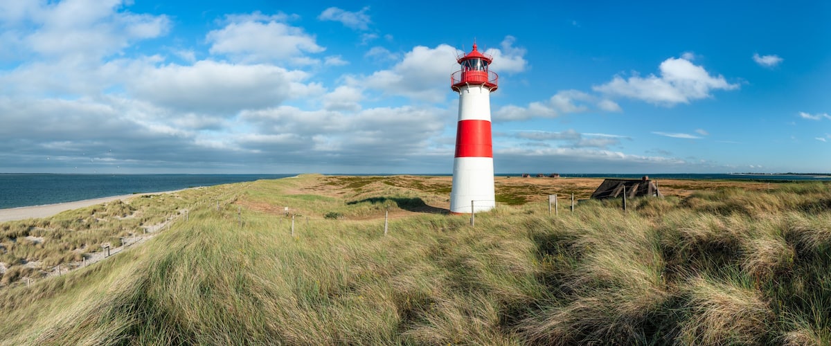 Lighthouse at the North Sea coast on Sylt, Schleswig-Holstein, Germany