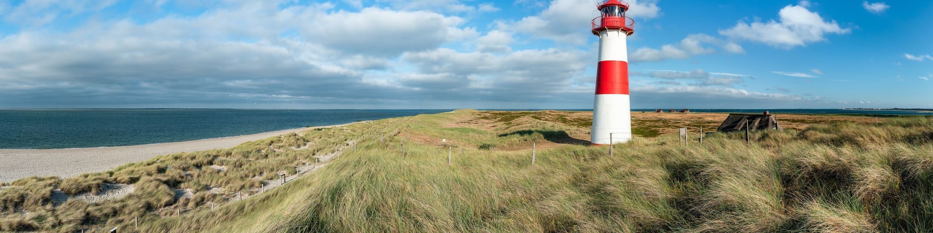 Lighthouse at the North Sea coast on Sylt, Schleswig-Holstein, Germany
