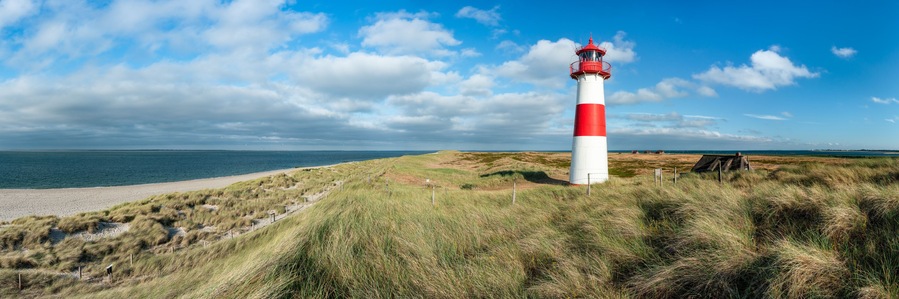 Lighthouse at the North Sea coast on Sylt, Schleswig-Holstein, Germany