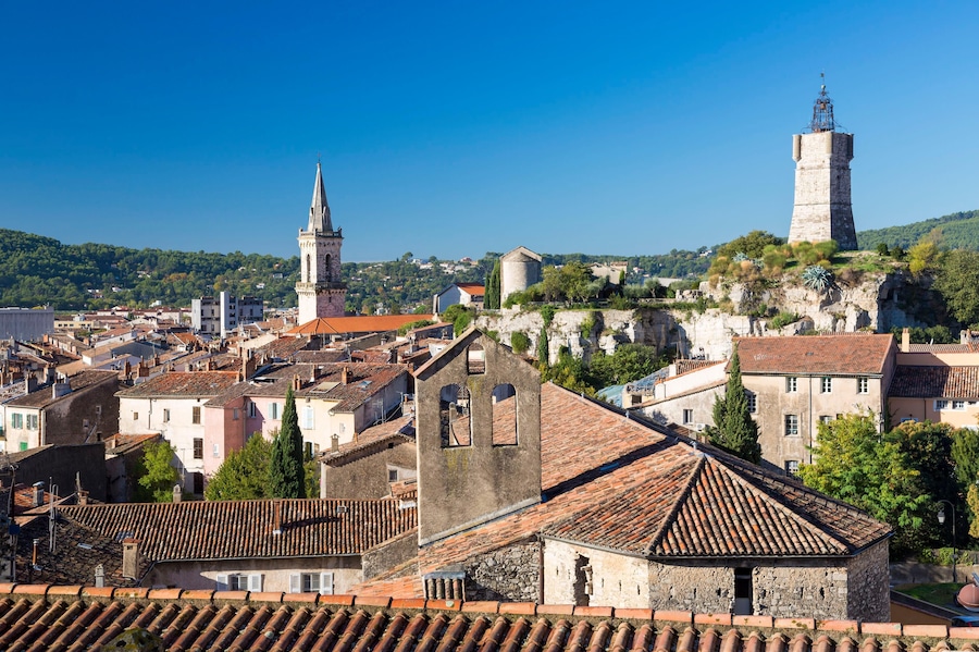 France, Var, Draguignan, old town, Saint Michel Church, Saint Sauveur chapel and Clock Tower