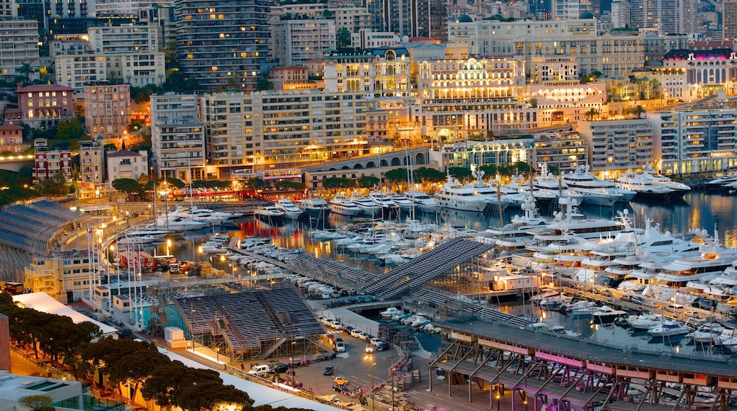 Monaco which includes a coastal town and a marina