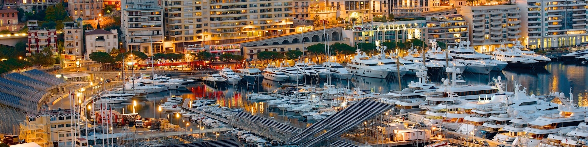 Monaco which includes a coastal town and a marina