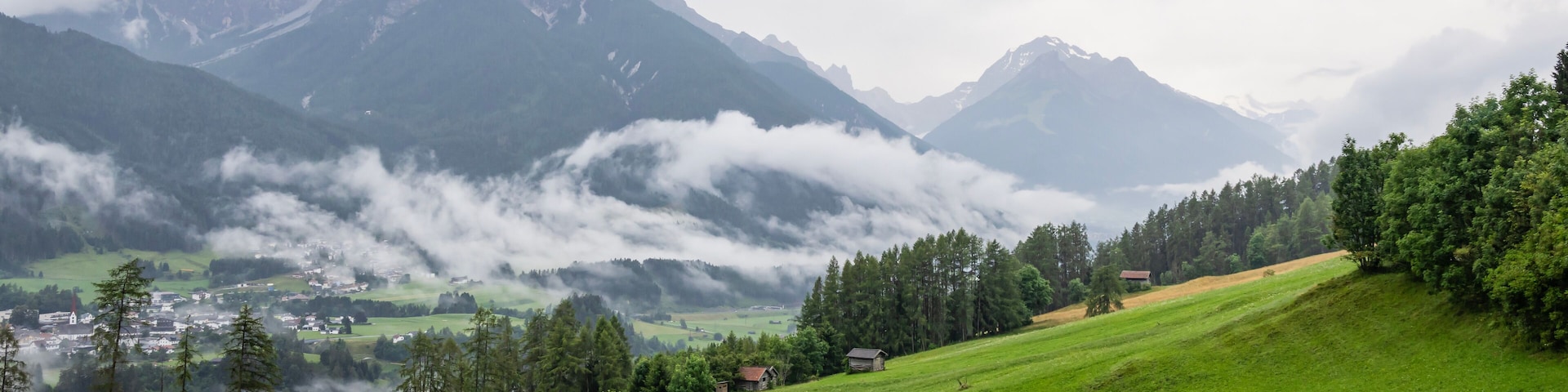 panaramic view at Telfer Wiese at Stubaital, Tirol, Austria