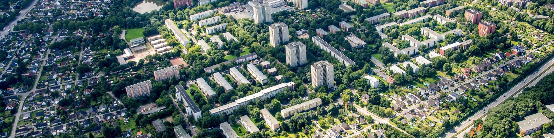 Germany, Hamburg and suburbs. Panorama frome above