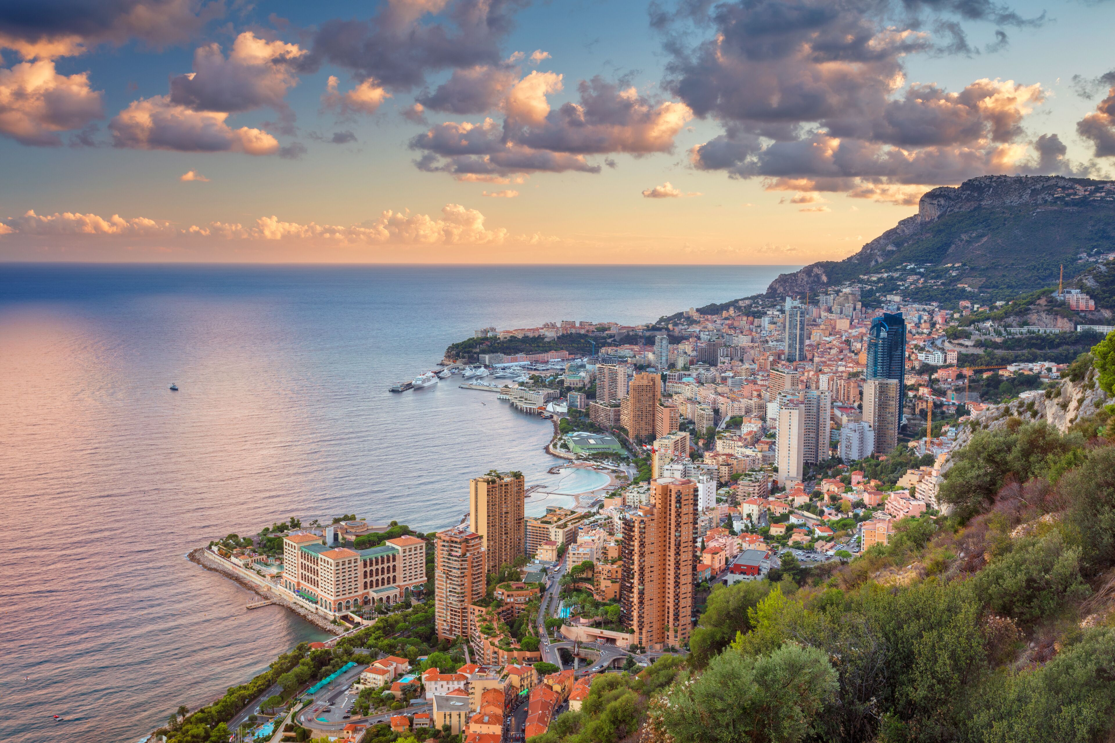 Monaco. Cityscape image of Monte Carlo, Monaco during summer sunset.