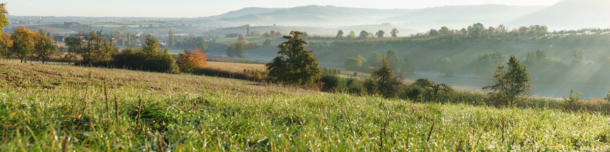 Panorama of a cultural landscape near Oehringen in Hohenlohe, Germany