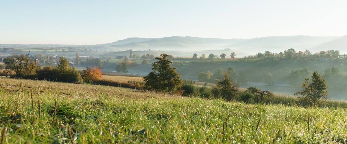 Panorama of a cultural landscape near Oehringen in Hohenlohe, Germany