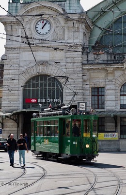 Old tramway (1951) at Basle with Main Station