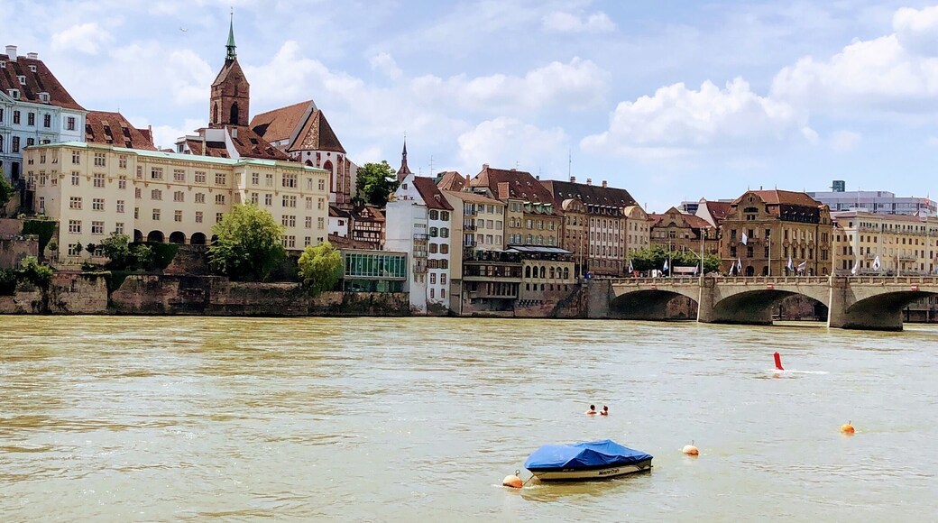 In a small city of Switzerland 🇨🇭 called, Basel, there is a different option of transportation. It is very unique and free... It’s by a river! No, not by a boat on the river, but by jumping yourself into the river and let the stream takes you... If you can see there are 2 people in the river near the parking boat, they’re using the ‘river transport’. 😁 #LikeALocal