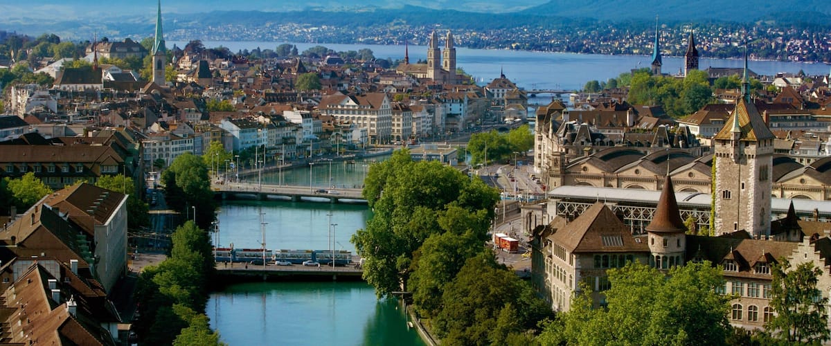 Lake Zurich featuring a city and a river or creek