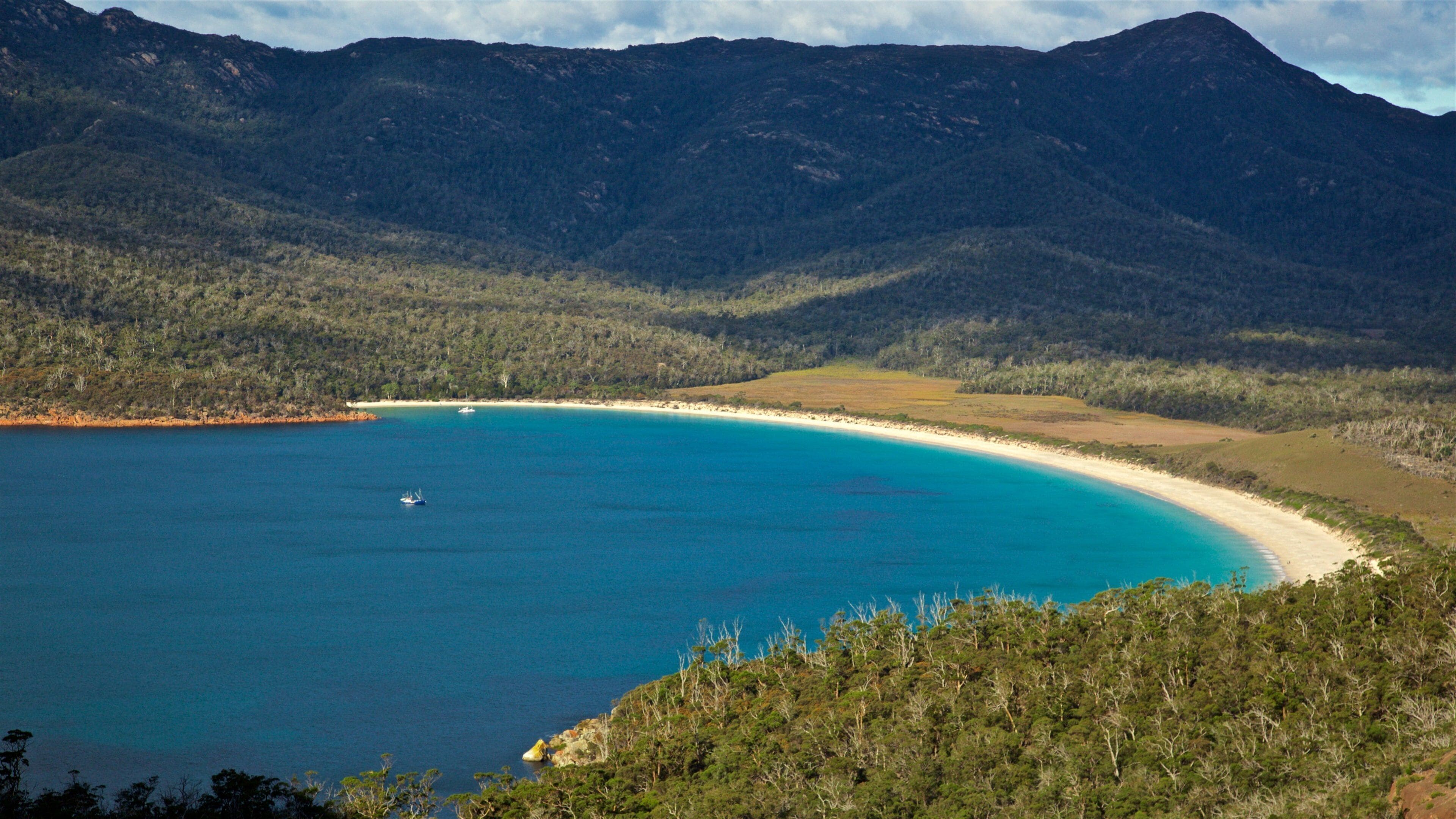 Coles Bay which includes tranquil scenes, general coastal views and landscape views