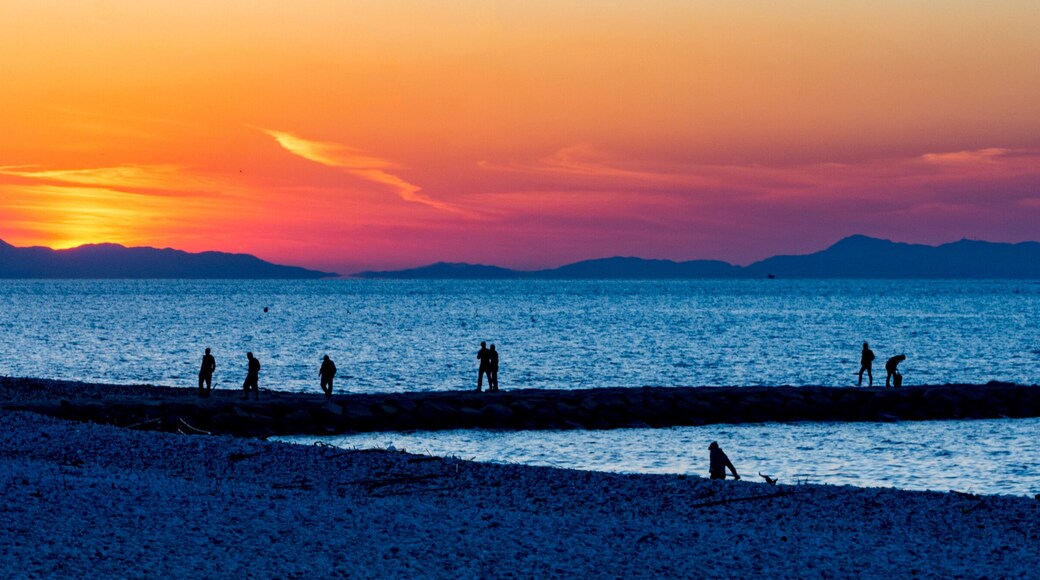 Marble beach in Tajiri cho in Rinku Town, Osaka Prefecture of Japan at sunset