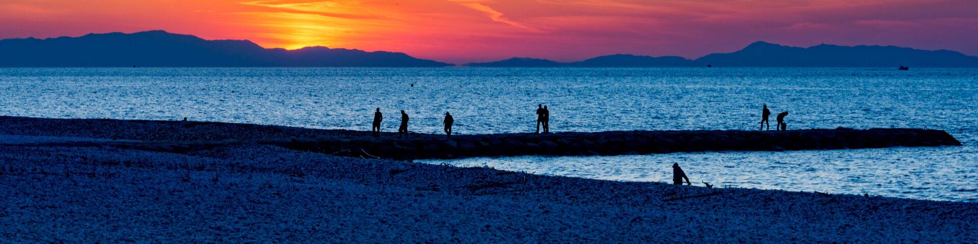 Marble beach in Tajiri cho in Rinku Town, Osaka Prefecture of Japan at sunset