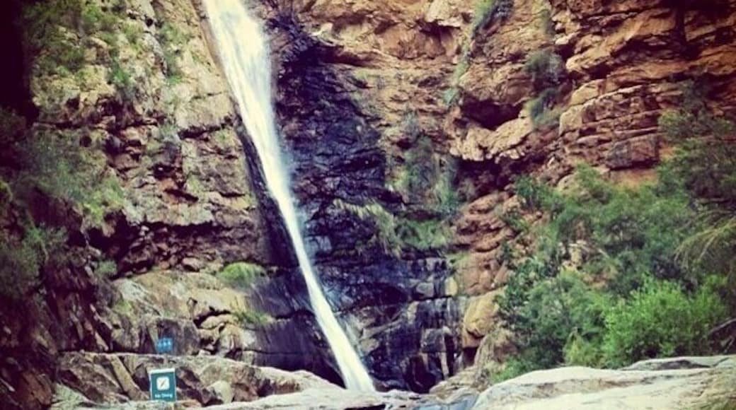 While traveling through the Klein Karoo be sure to stop at this #localgem for a refreshing swim.
This was one of our favorite waterfalls on our travels through South Africa. #roadtrip
The drive through the valley between De Rust and Prince Albert is absolutely beautiful.
The upper pool is deep enough that you can plunge into the chilly waters with no worries.
You can also slide carefully down the smaller waterfall into the lower shallow pool.