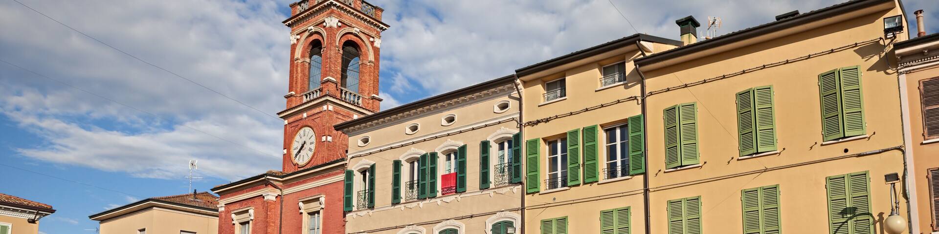 Russi, Ravenna, Emilia-Romagna, Italy: view of the Dante square in the old town of the ancient Italian city