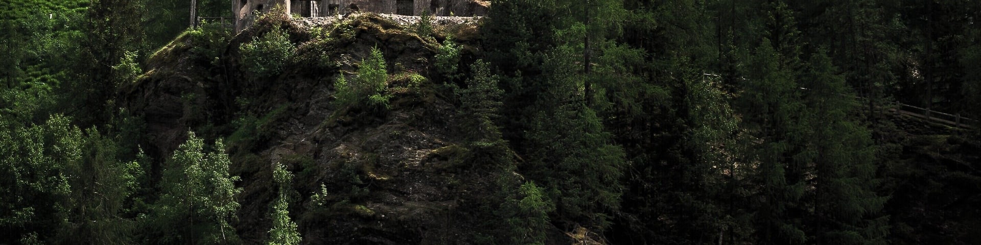 On the road to Lago di Pian Palù you can find and explore a large complex of World War One Bunkers. Oh and many trees and waterfalls.