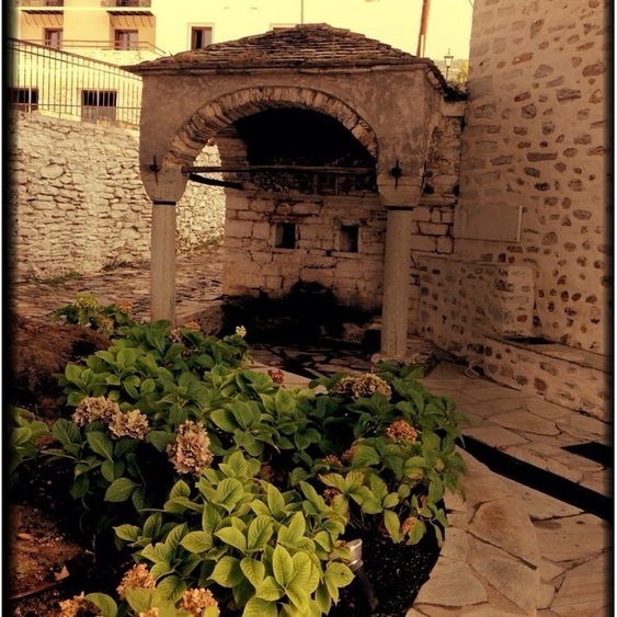Old fountain in Portaria village built in 19th century. Crystal clear water to refresh yourself!!