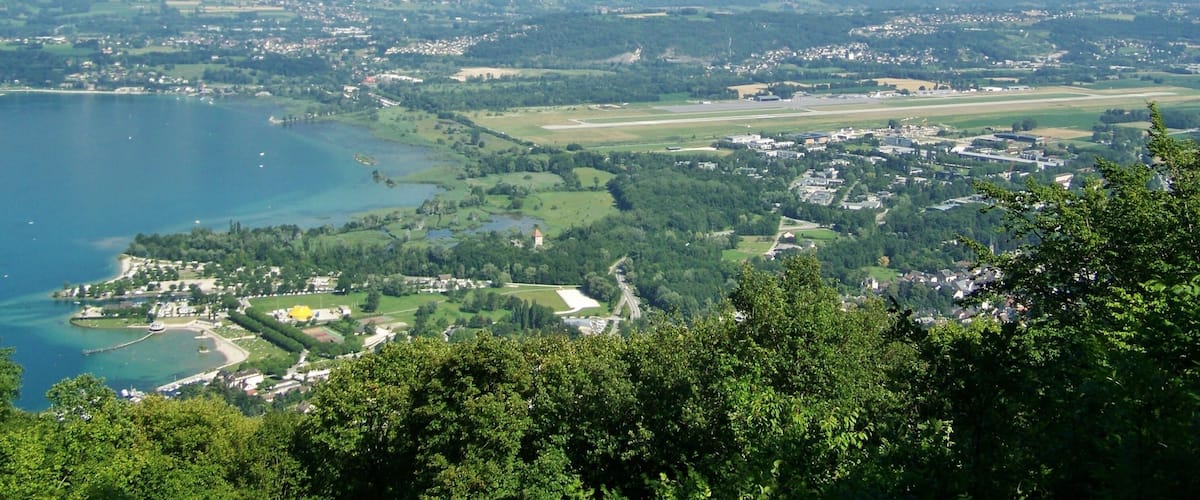 Sight on Chambéry-Savoie airport, close to the lake of Bourget near Chambéry, Savoie, France.