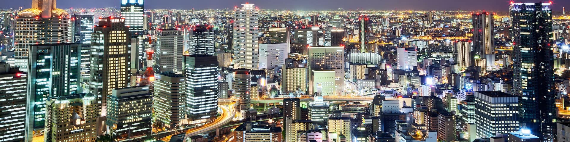Night view of Osaka city skyline