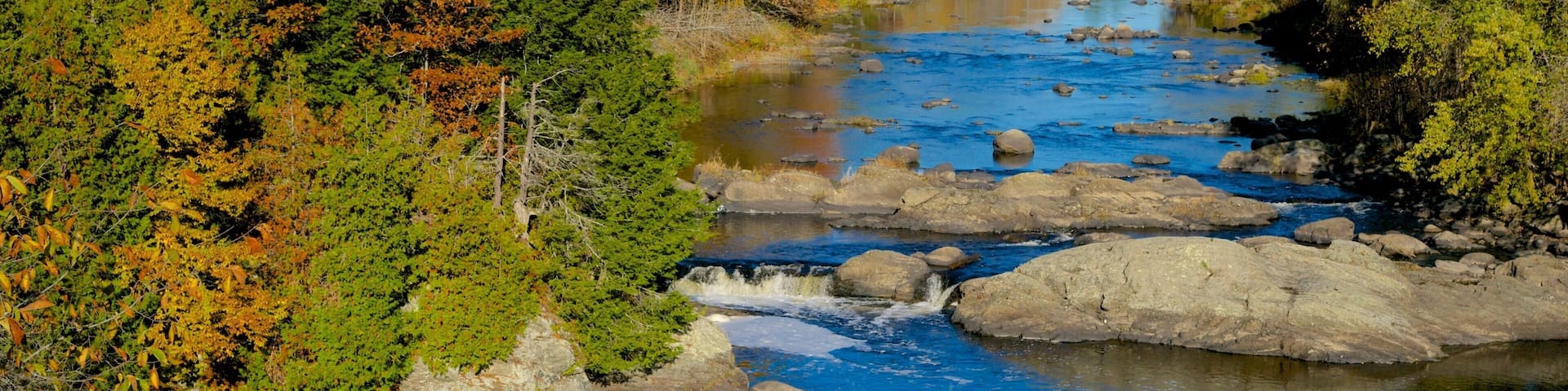 Bangor featuring a river or creek and autumn leaves