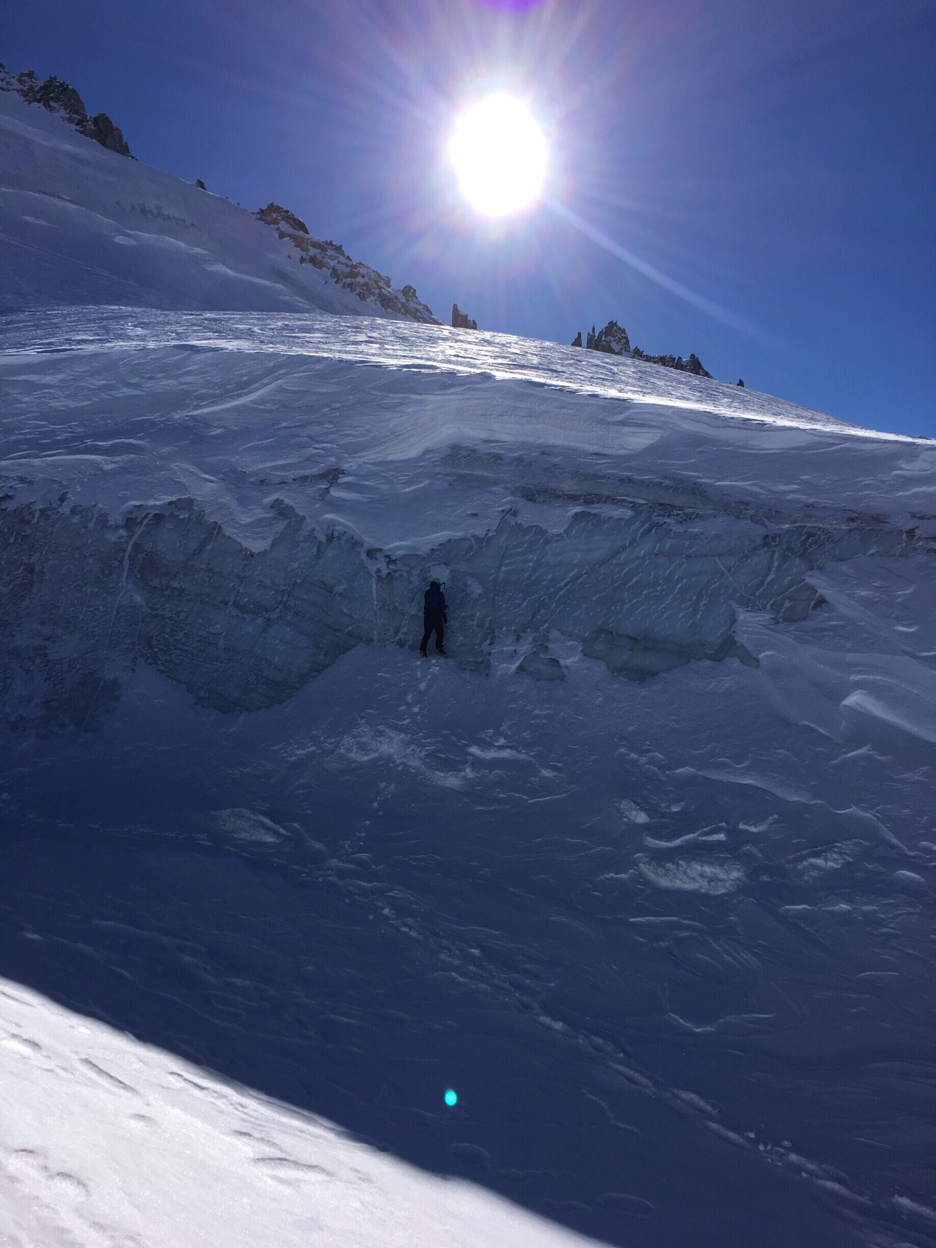 Ice climbing up Petit Aguille Vert. Key items: sunscreen, ice axes, and a picnic for when you get to the top! #LifeAtExpedia