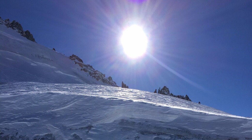 Ice climbing up Petit Aguille Vert. Key items: sunscreen, ice axes, and a picnic for when you get to the top! #LifeAtExpedia