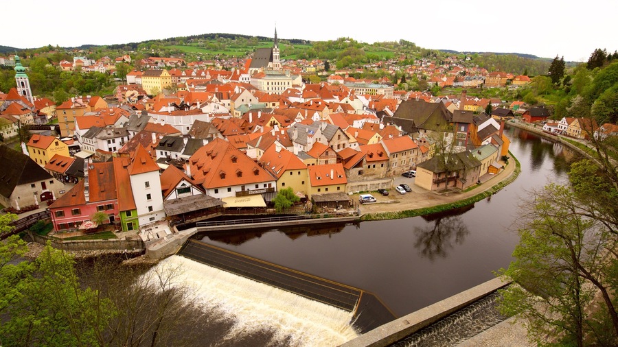 South Bohemia showing a river or creek and a city