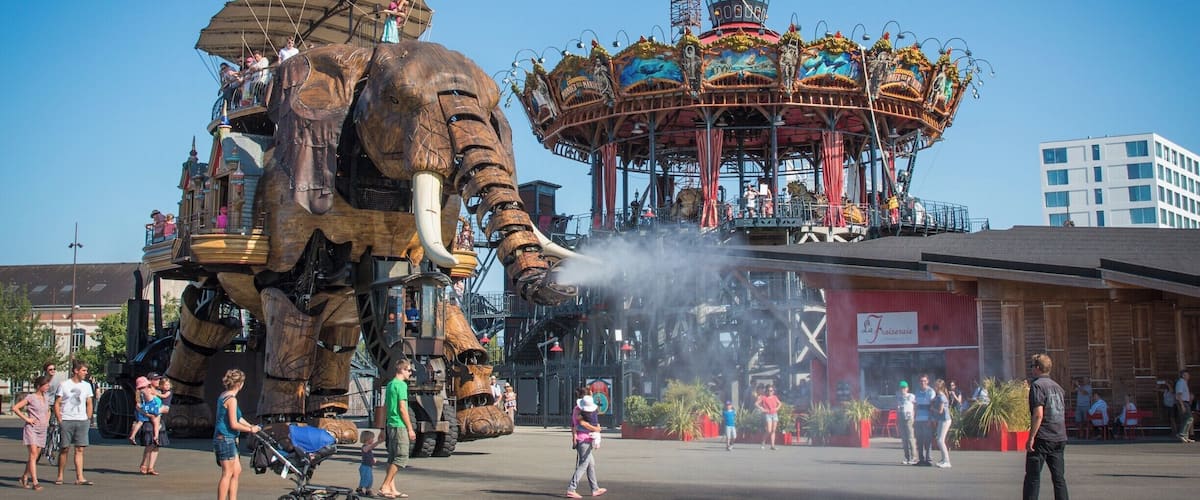 The Machines of the Isle of Nantes (Les Machines de l'île) is an artistic and cultural project based in Nantes, France. Around the former shipyards buildings, you'll find amazing mechanical attractions like The Marine Worlds Carousel and The Great Elephant. 
Memorable experience!
#RoyalDeluxe #Nantes #LifeAtExpedia