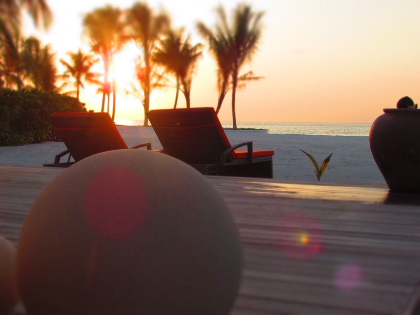 Beautiful sunset at Club Med Finholu Villas in The Maldives.  Always go for a Sunset Villa if possible - you get this view every evening!